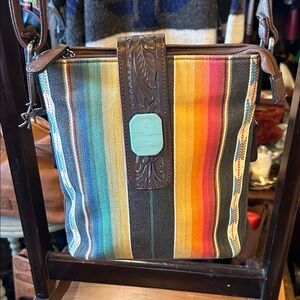 Western Colorful Striped Women's Bag